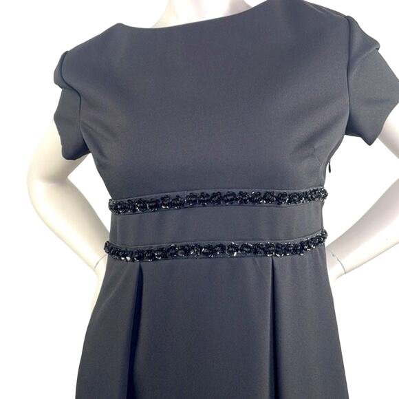 Liz Claiborne Night Classic Romantic Low Back MIDI High Waist Black Dress 10 - Picture 15 of 16
